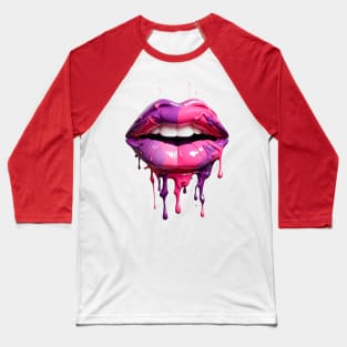 Lips Drippy Kiss Baseball T-Shirt